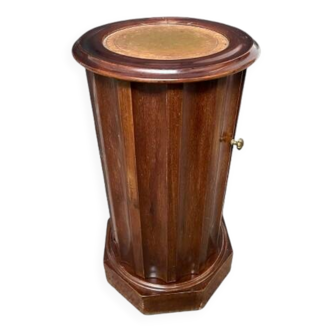 Round wooden bedside table, 1 door