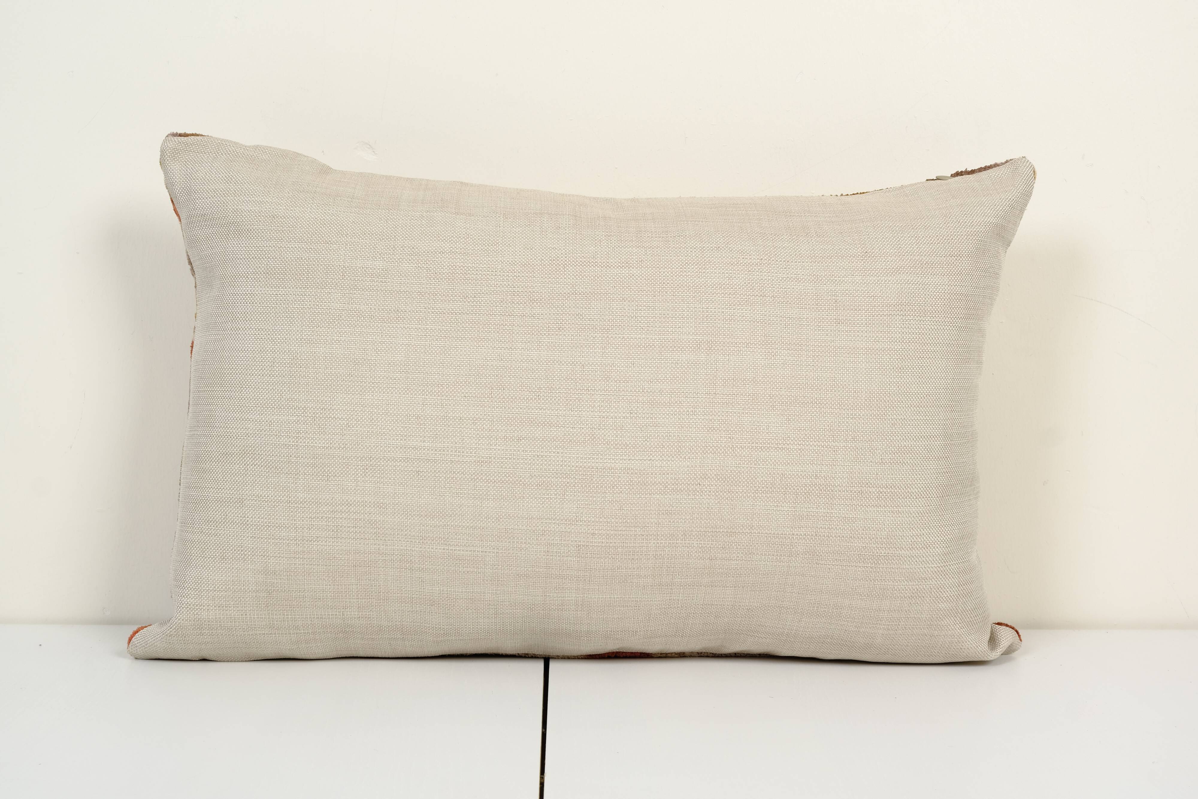 Green silk ikat velvet pillow