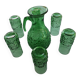 Service a orangeade verre moulé vert décor bulles