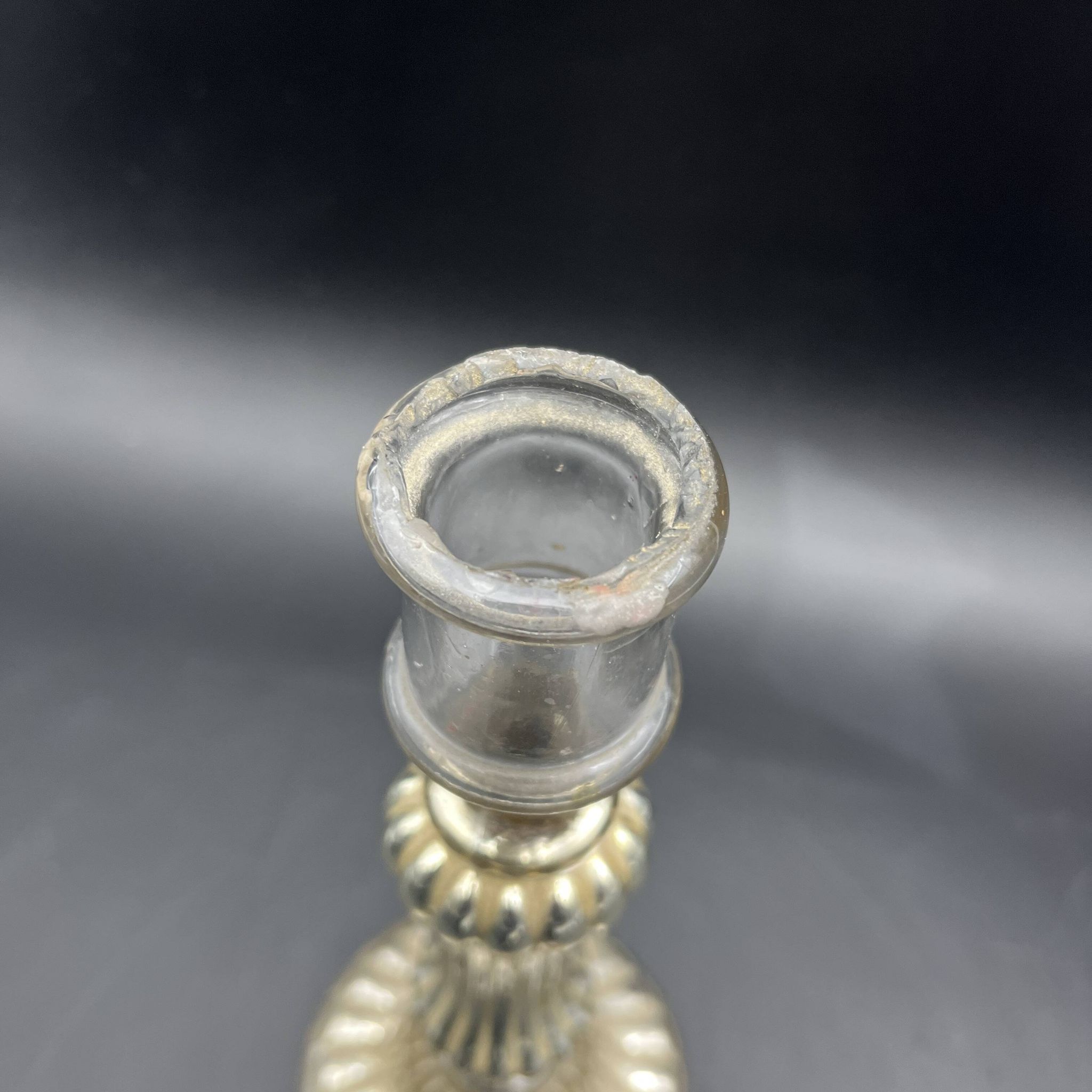 Bougeoir en verre eglomisé XIXe 19e