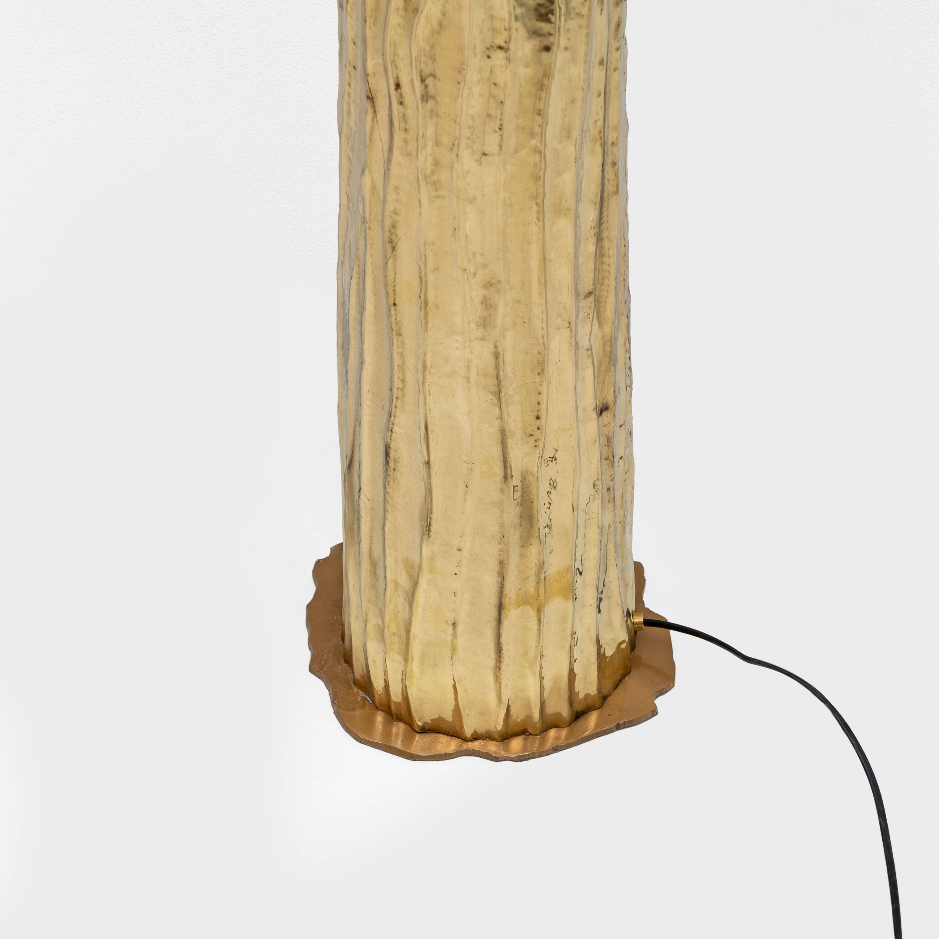 Hammered Brass Floor Lamp Torchère Style, Italy