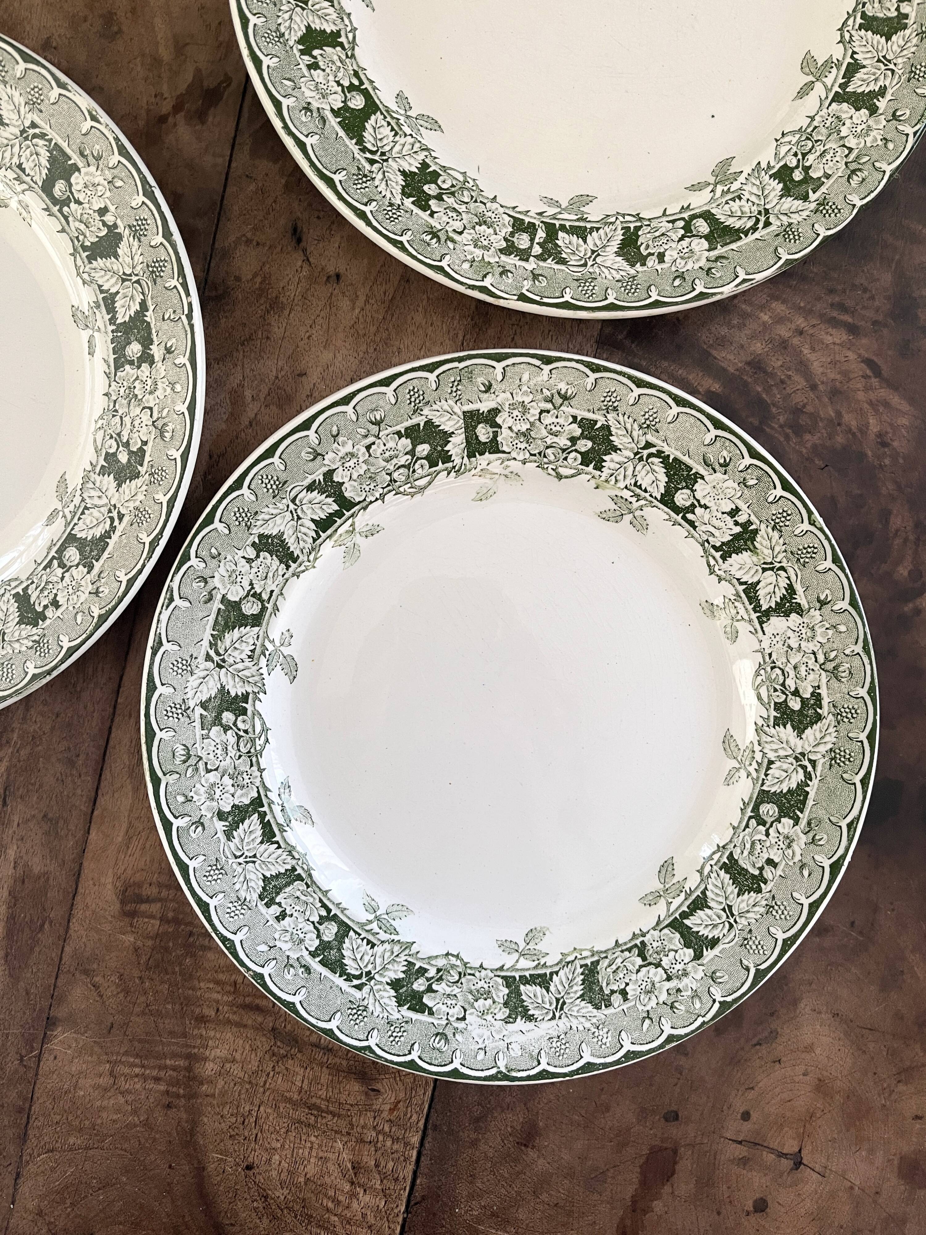 3 "Murier" ironstone dessert plates from Saint Amand and Hamage