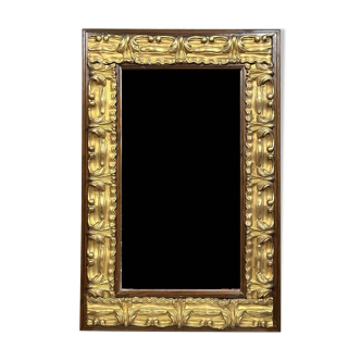 Miroir époque Napoléon III en bois et cuivre repoussé vers 1880