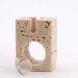 Travertine soliflore vase with glass tube, 1970s