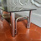 70s chrome and smoked glass coffee table