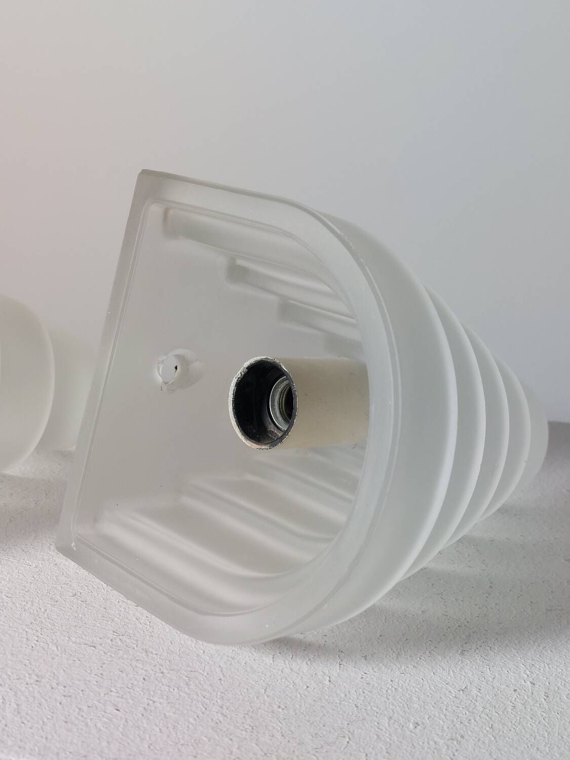 Vintage stepped frosted glass wall lamps art deco revival