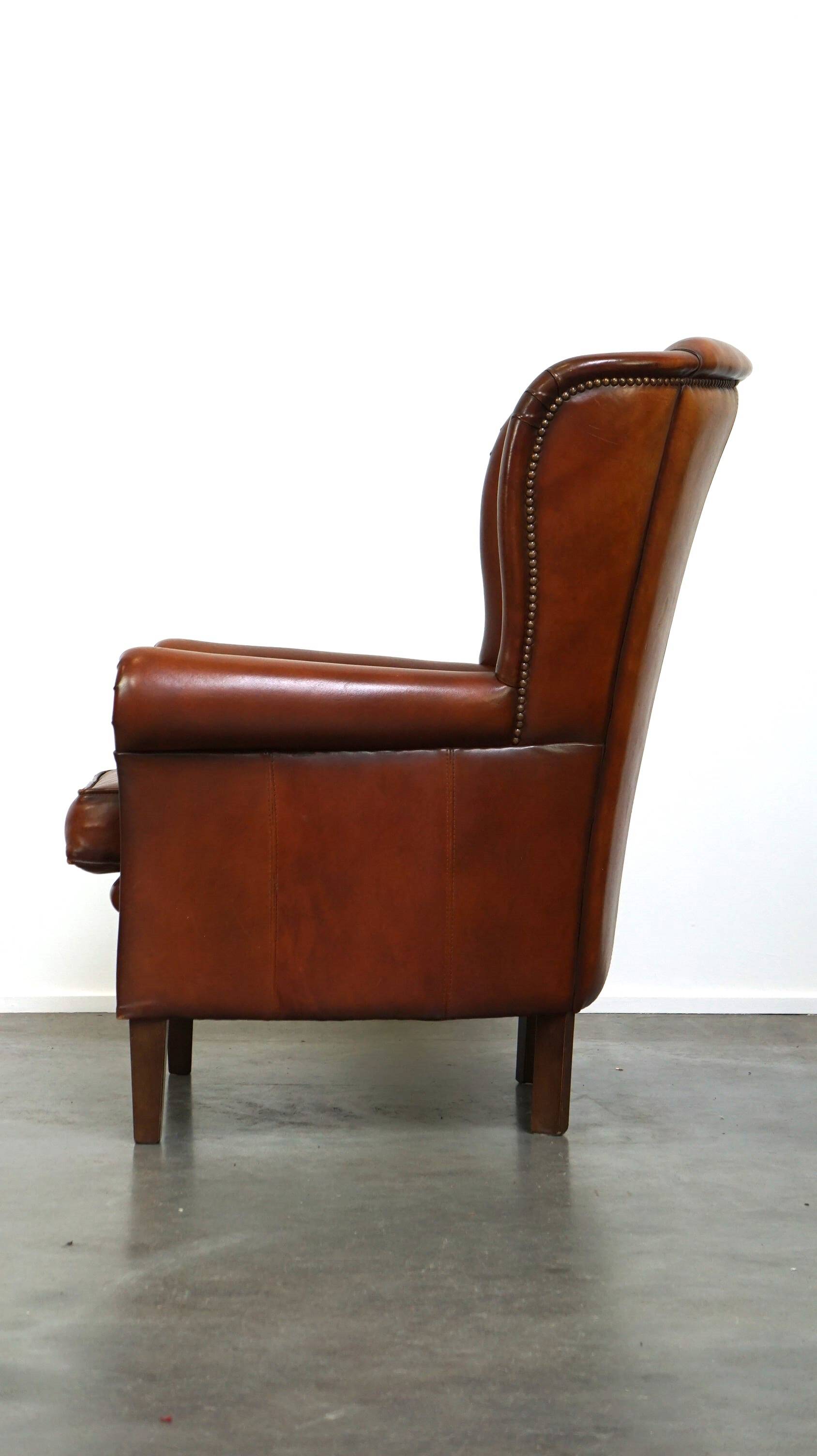 Beautiful classic sheepskin armchair with a beautiful appearance and a comfortable seat