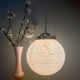 Vintage art deco globe pendant light in pale pink Clichy glass