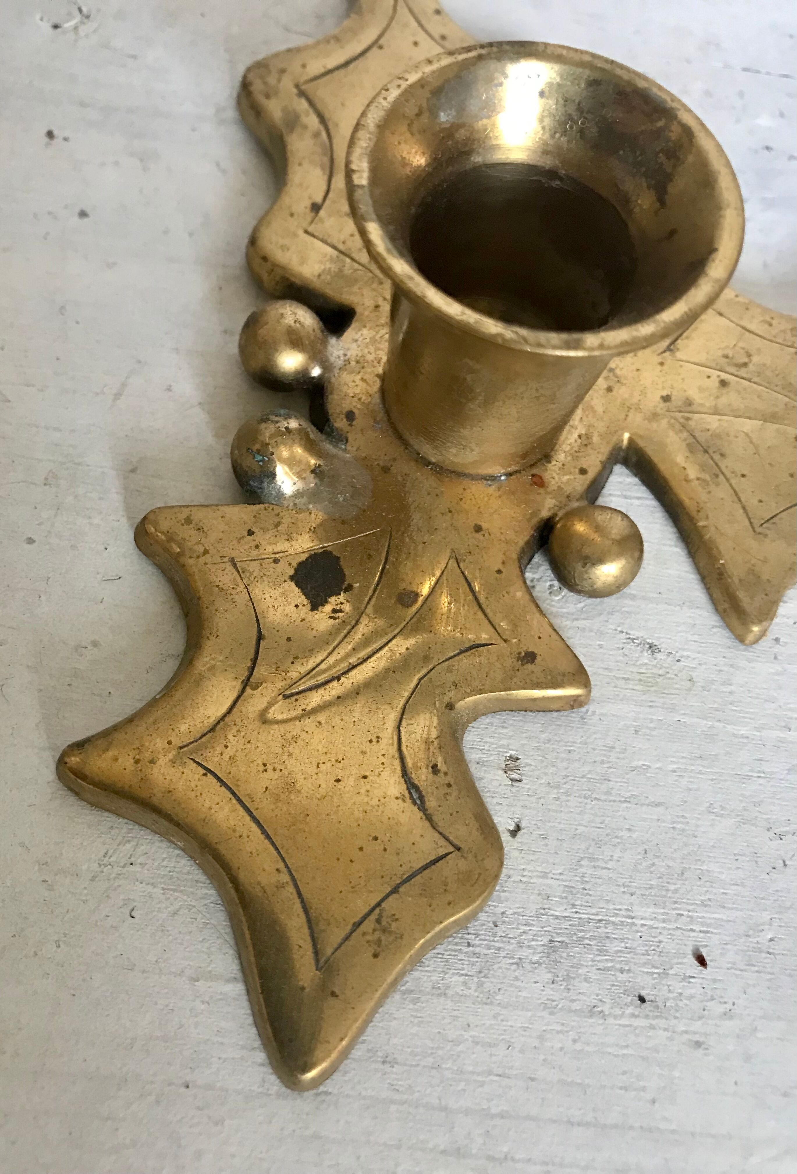 Pair of brass candle holders