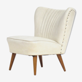 Vintage mid century cocktail club chair in leatherette, 1950s-1960s