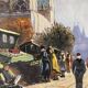 Ancient gouache on paper, Notre Dame de Paris