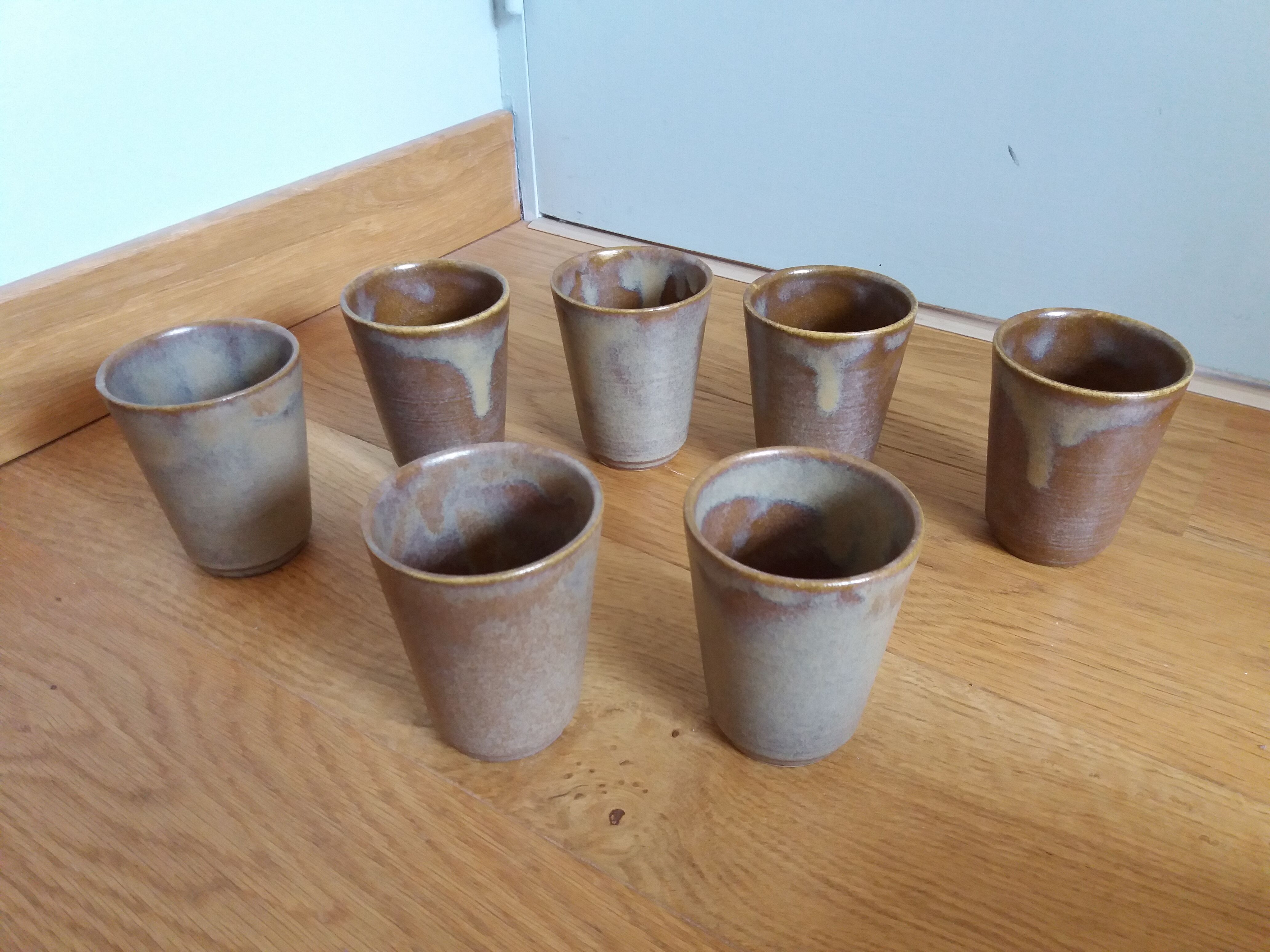 Digoin glazed stoneware glass cups set of 7