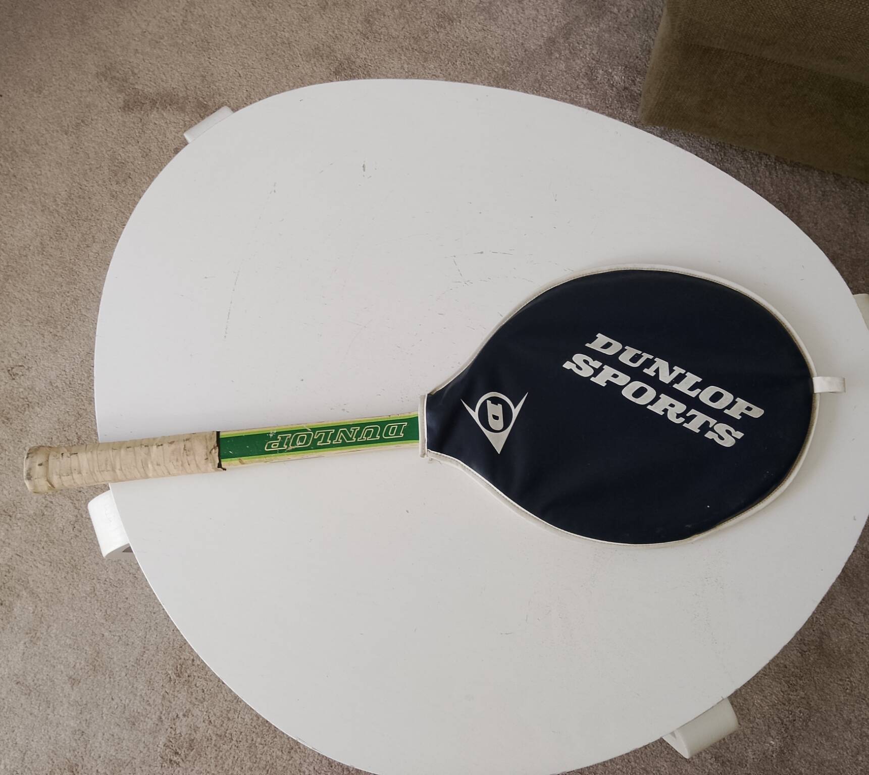 Vintage Dunlop Club tennis racket from the 1970s.