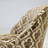 1950s, Danish easy chair, furniture velour, ash wood legs.