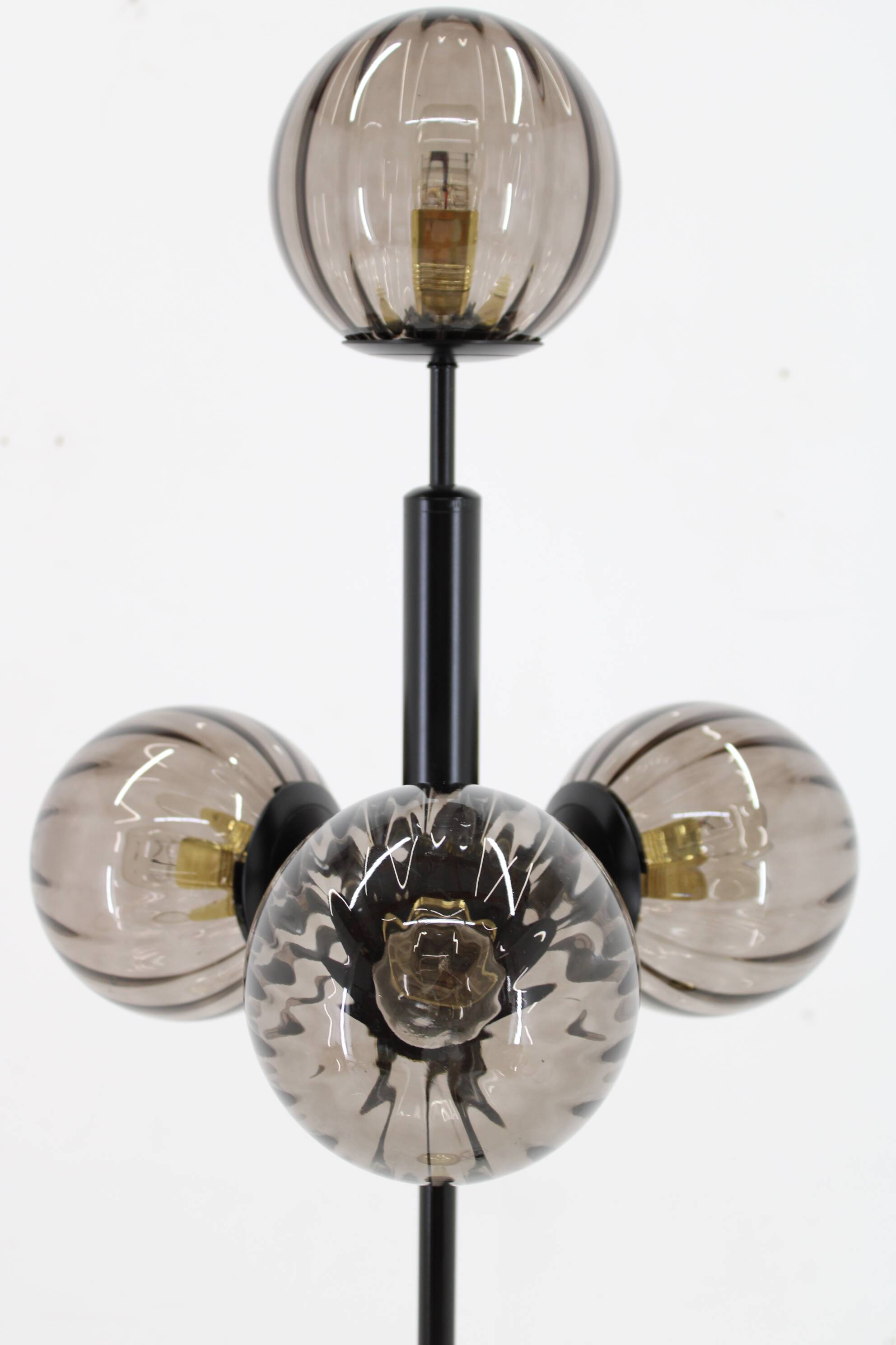 1980s Brass and Glass Floor Lamp, Restored