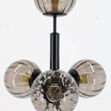 Lampadaire en laiton et verre des années 1980, restauré