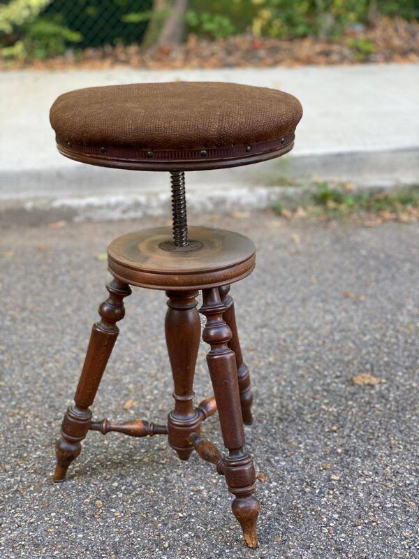 Tabouret de piano rond réglable Napoléon III