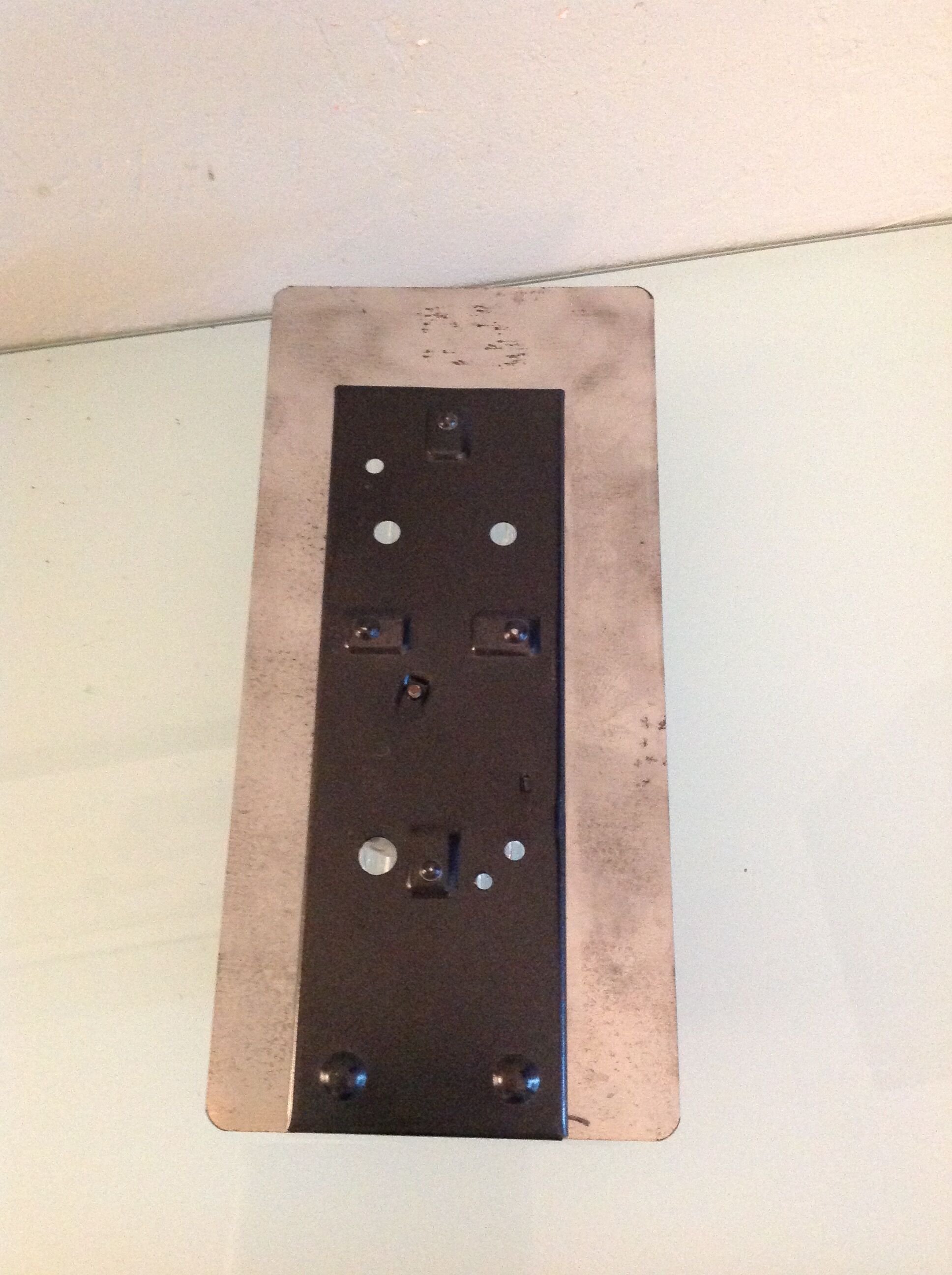 Rectangular wall lamp in brushed glass and metal / vintage 60s-70s