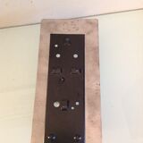 Rectangular wall lamp in brushed glass and metal / vintage 60s-70s