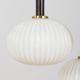 Ribbed glass and teak pendant lamp, 60s.