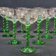 10 alsace white wine glasses in cut crystal with twisted green foot