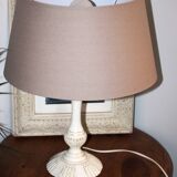 Taupe lamp with beige patina foot