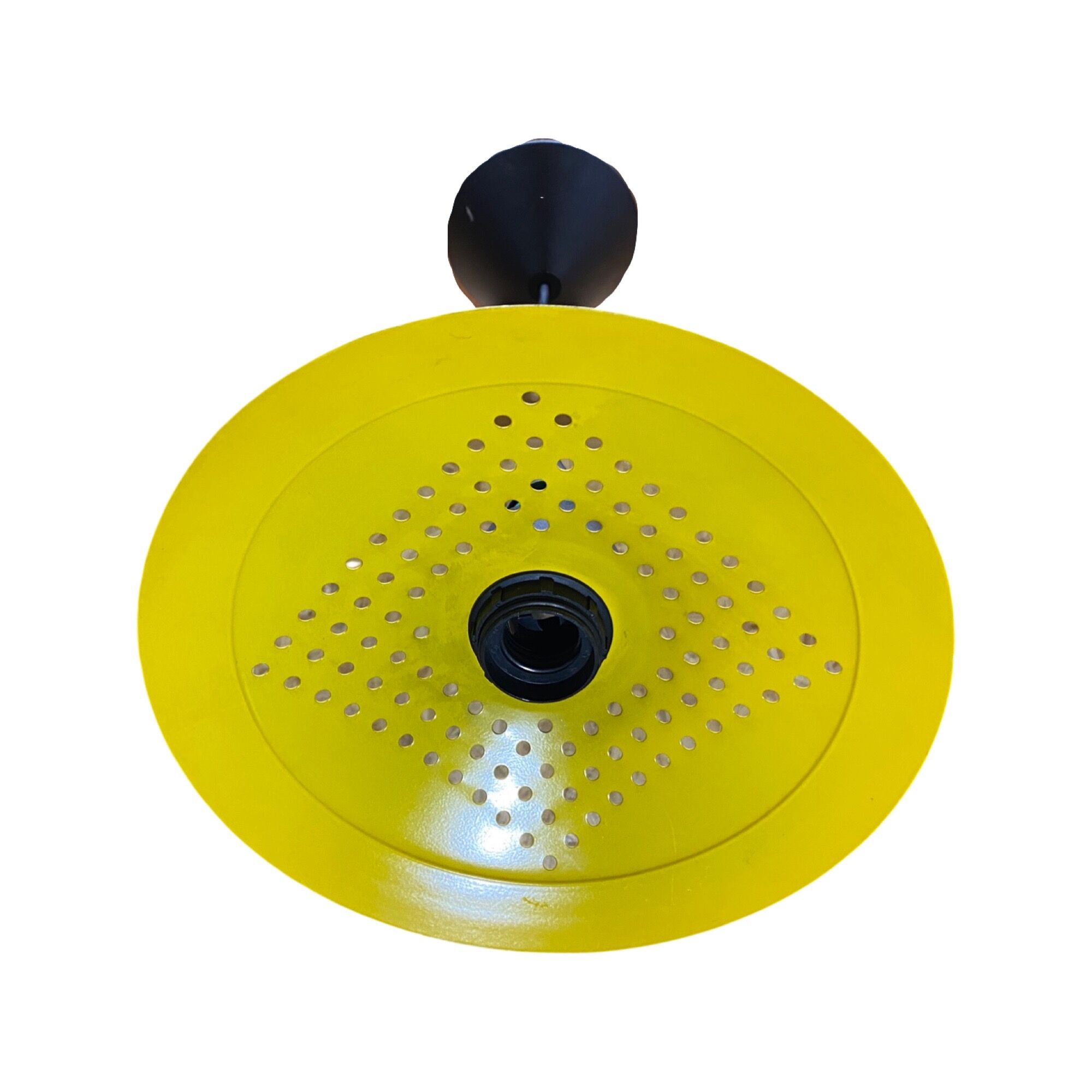 Vintage green-yellow pendant light | small mid century design hanging lamp | retro metal pendant