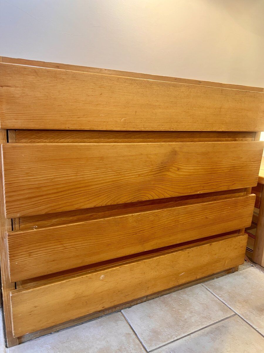 Wooden drawer chest in the style of Maison Regain, 1980s.