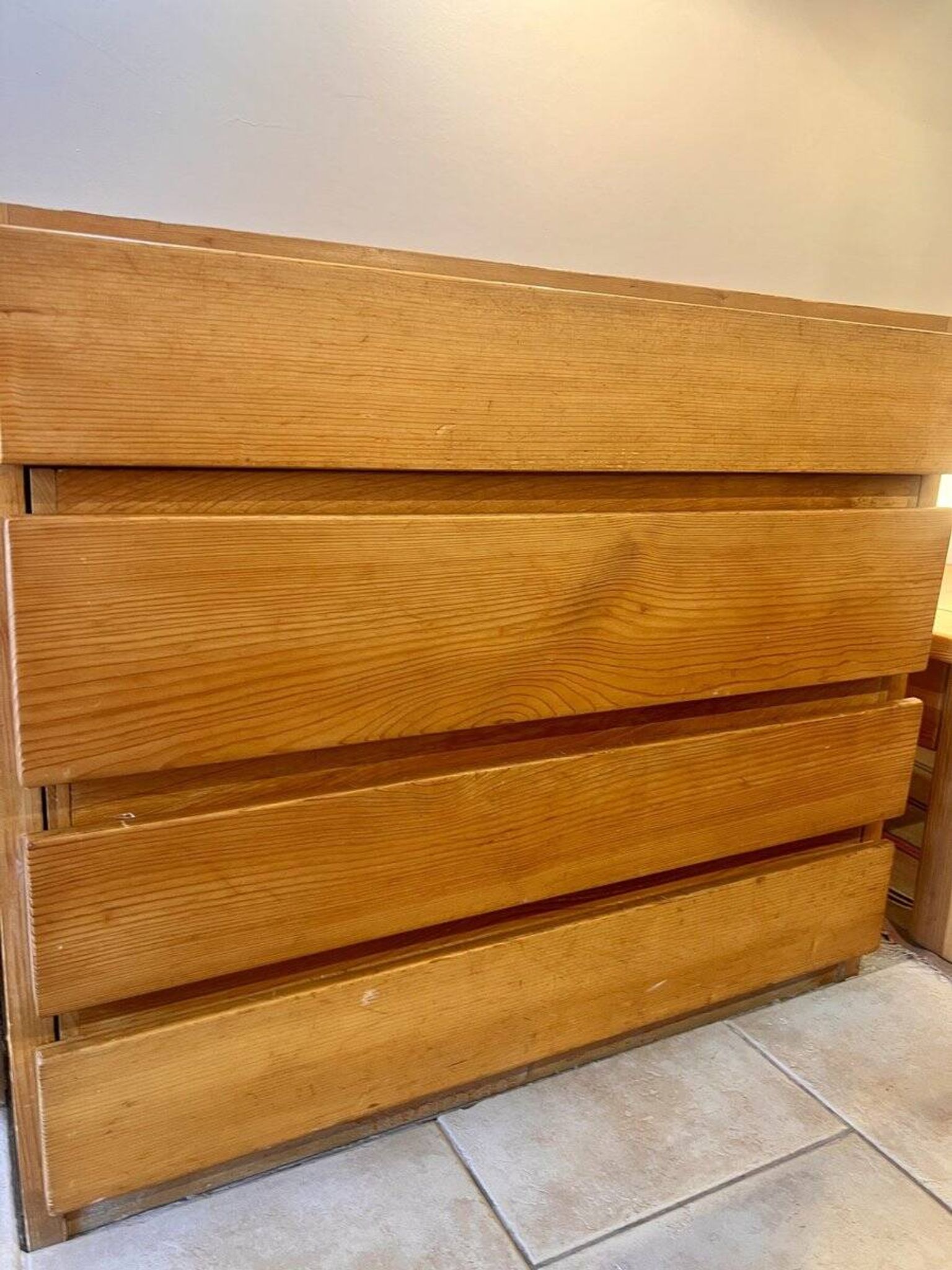 Wooden drawer chest in the style of Maison Regain, 1980s.