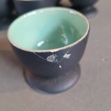 Set of 6 black and colored ceramic egg cups