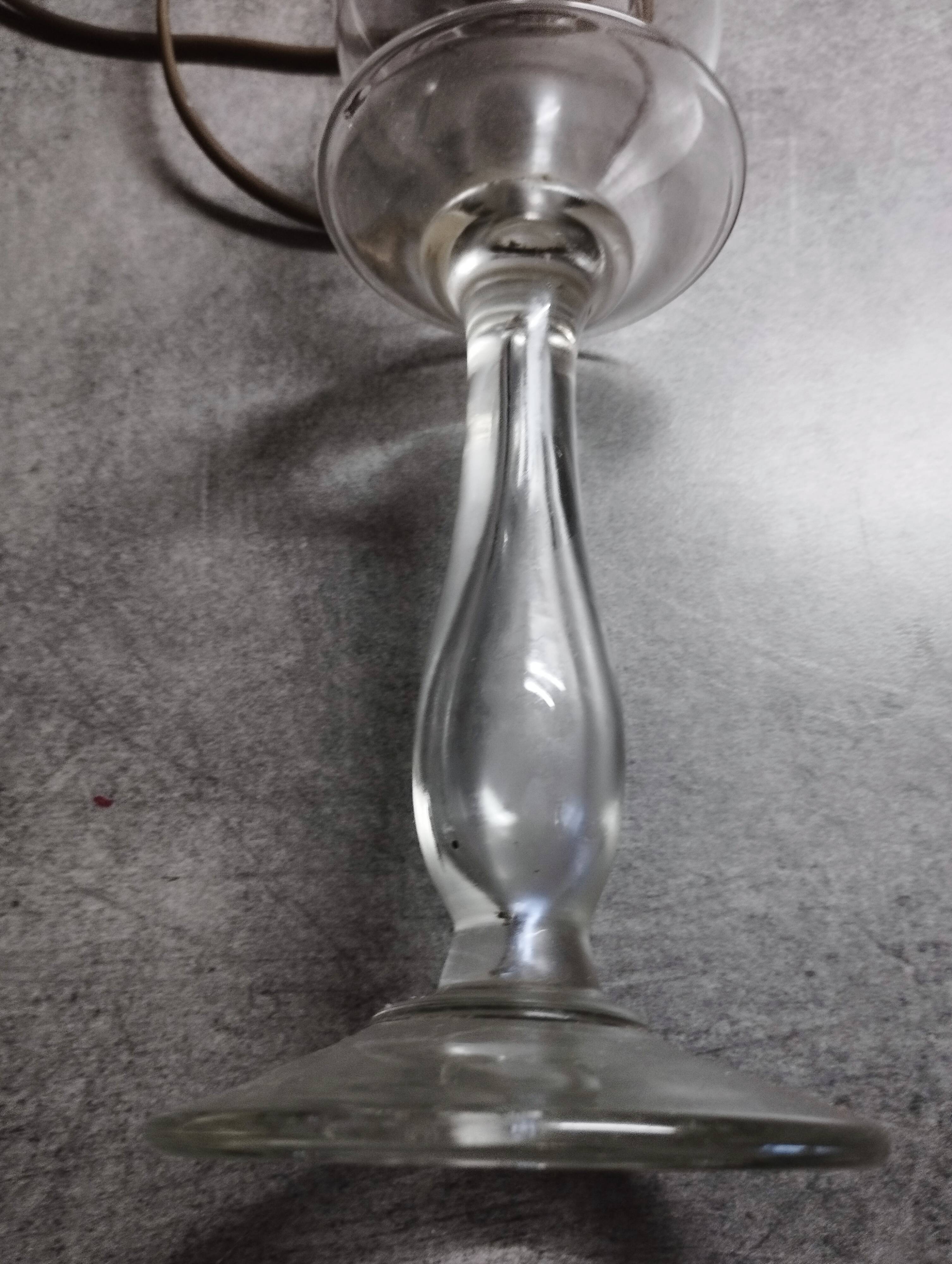 Superb old embroidery lamp in re-electrified blown glass