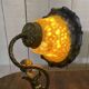 Bronze lamp with glass paste shade - work from the 1970s