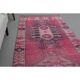 Vintage Turkish Hand-Knotted Wool Cotton Pink Runner Rug 104x351
