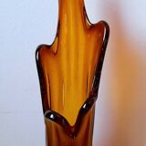Amber glass vase 70s