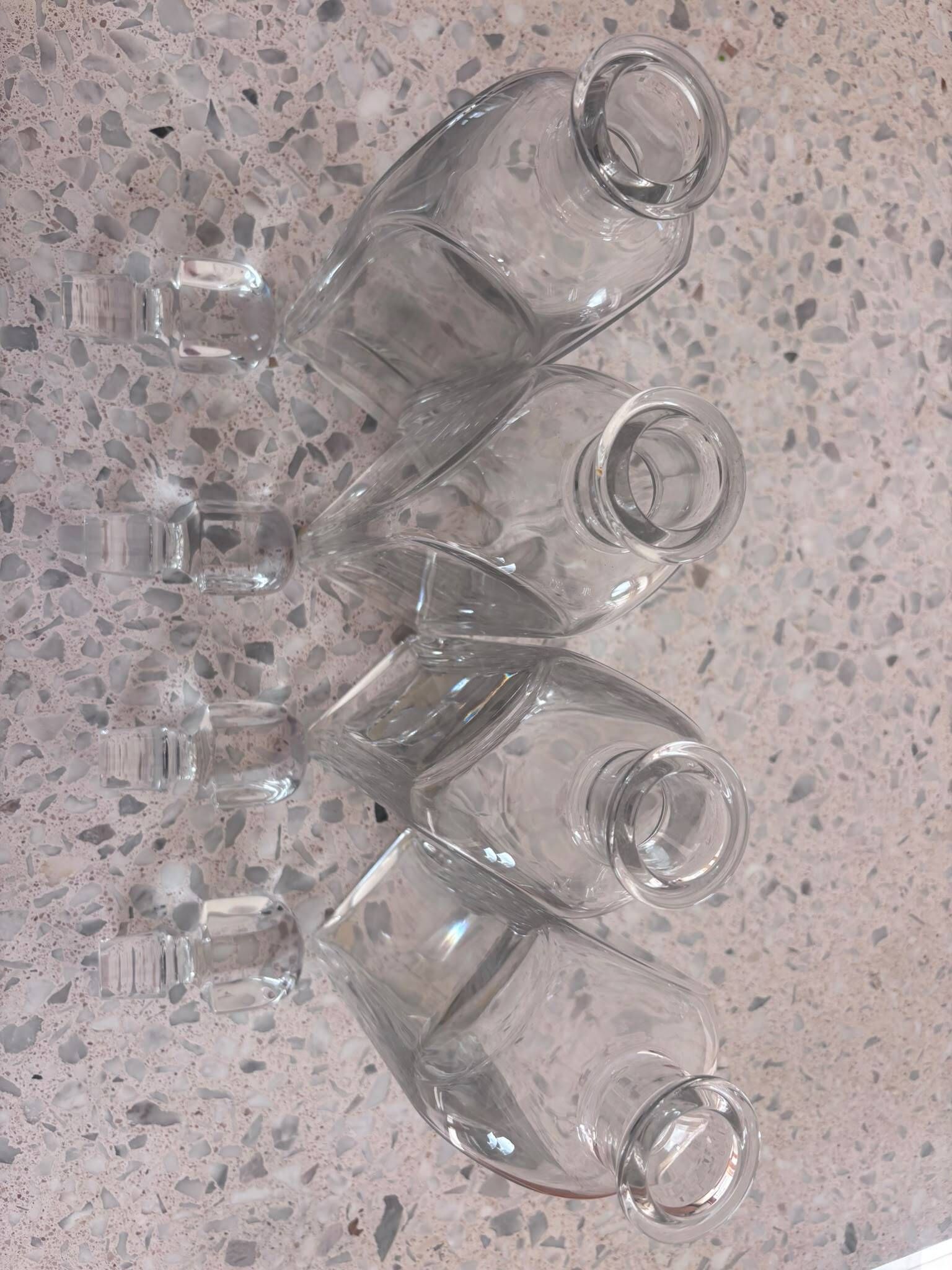 Set 4 Baccarat crystal whisky carafes. Rare Vologne model, created in 1995.