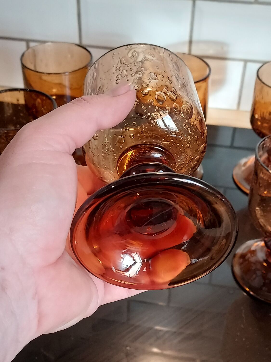 6 glasses with Biot stemmed