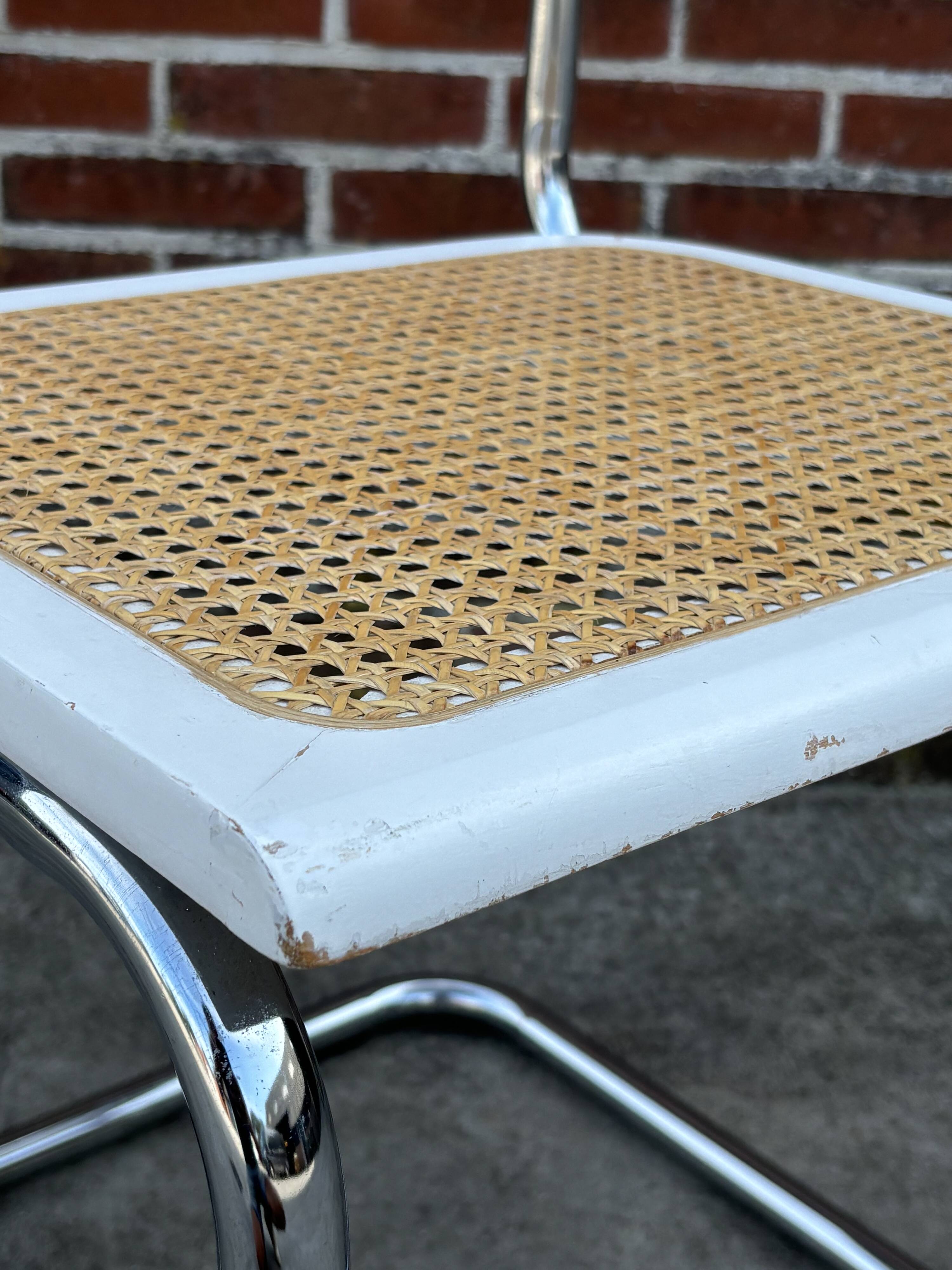 Cesca design chair model b32 in chrome white