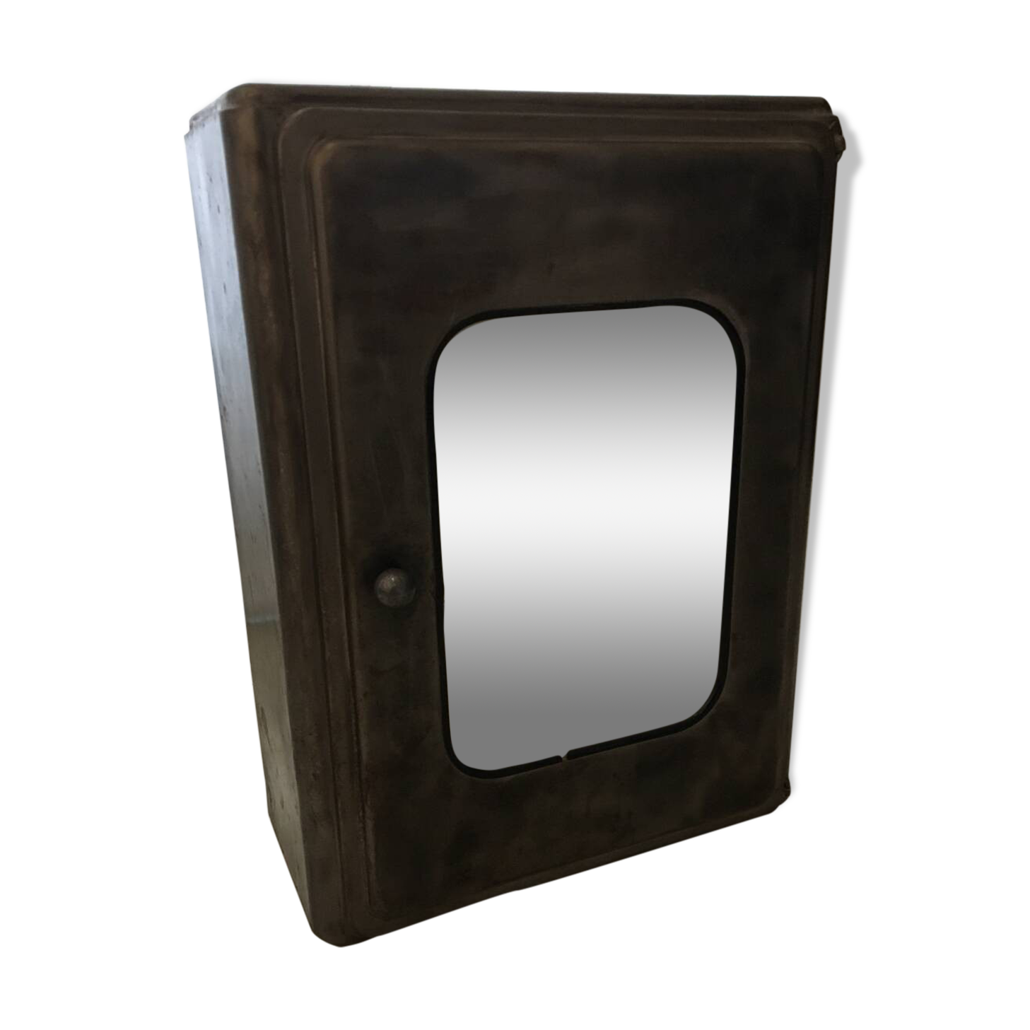 Gray metal medicine cabinet
