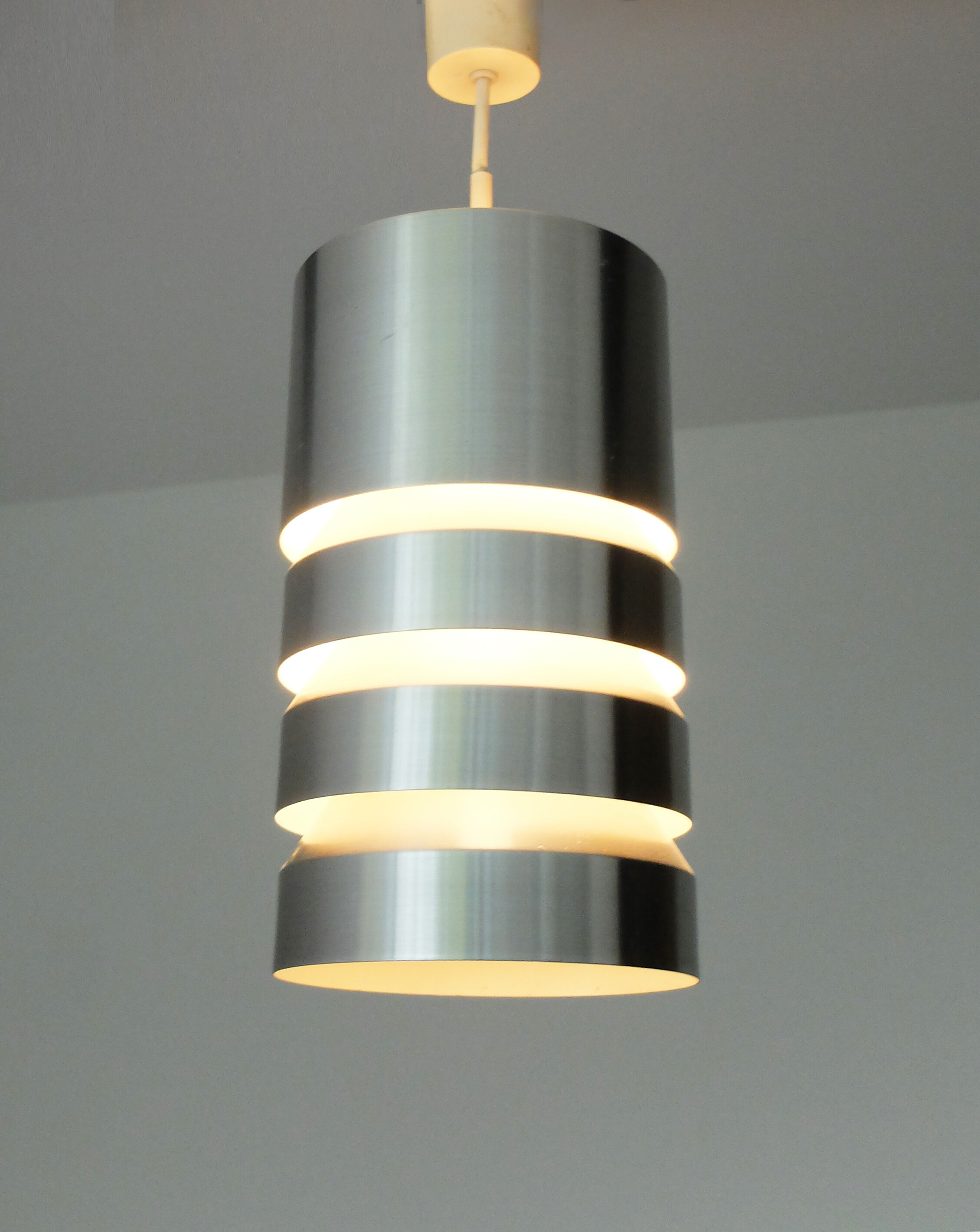 Brushed Aluminum hanging lamp, Germany, 1960s