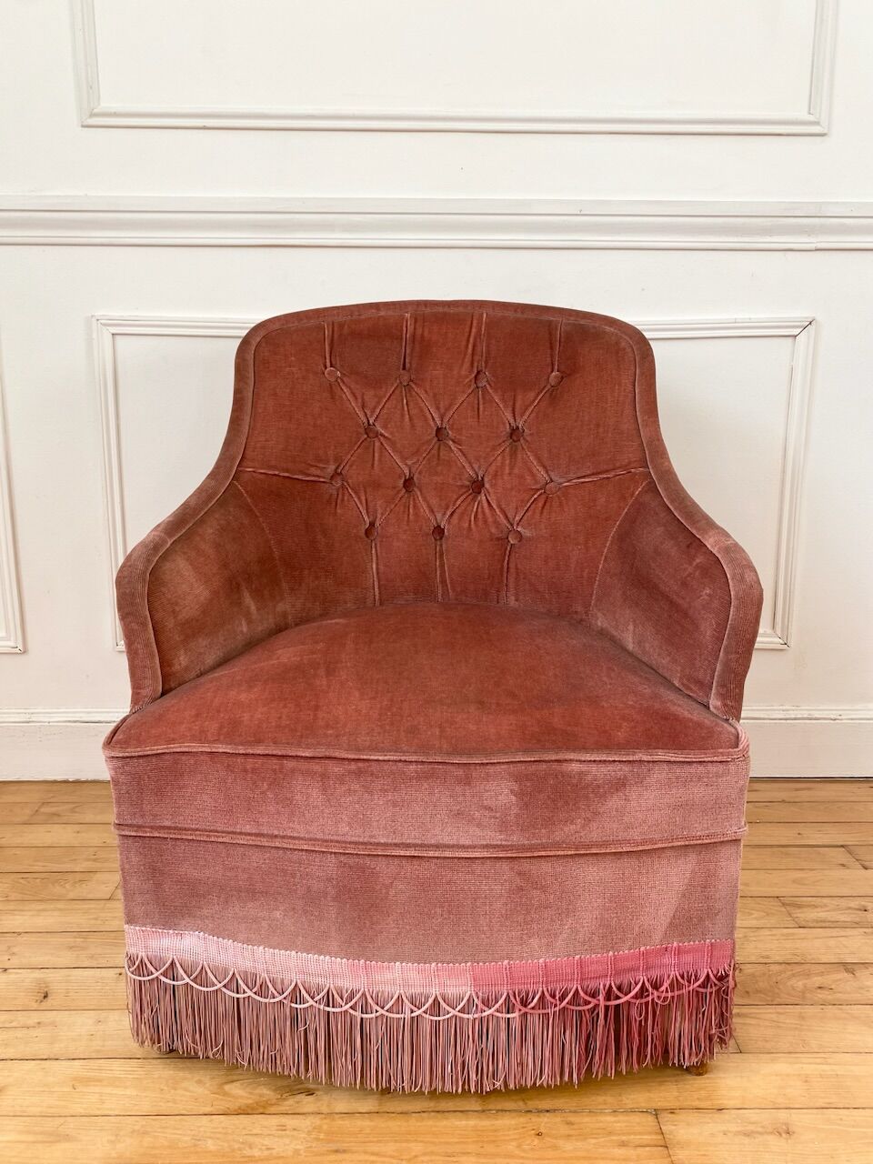 Toad armchair in pink velvet