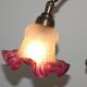 French Antique Brass Anglepoise Table Lamp Patterned Glass Pink Edged Shade 5131