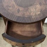 Round pedestal table / side table in wood marquetry