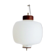 Suspension opaline et teck des années 60