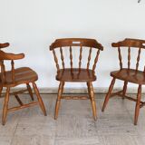 Set of 6 Western chairs in light oak – 60s.