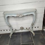 Louis XV style console in gray patinated carved wood
