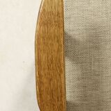 Vintage armchair rustic oak wood herringbone pattern fabric design by Chierowski