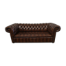 Light brown leather chesterfield sofa upholstered