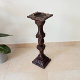 Vintage carved wooden pedestal ashtray
