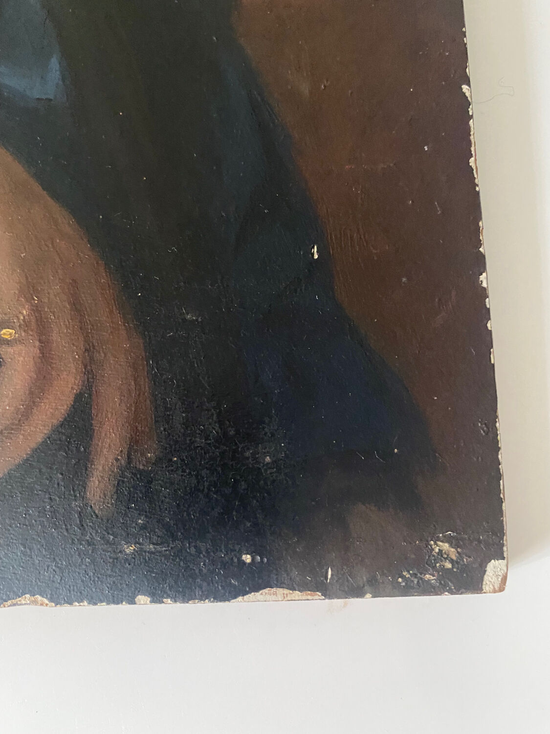 Portrait woman oil on wood