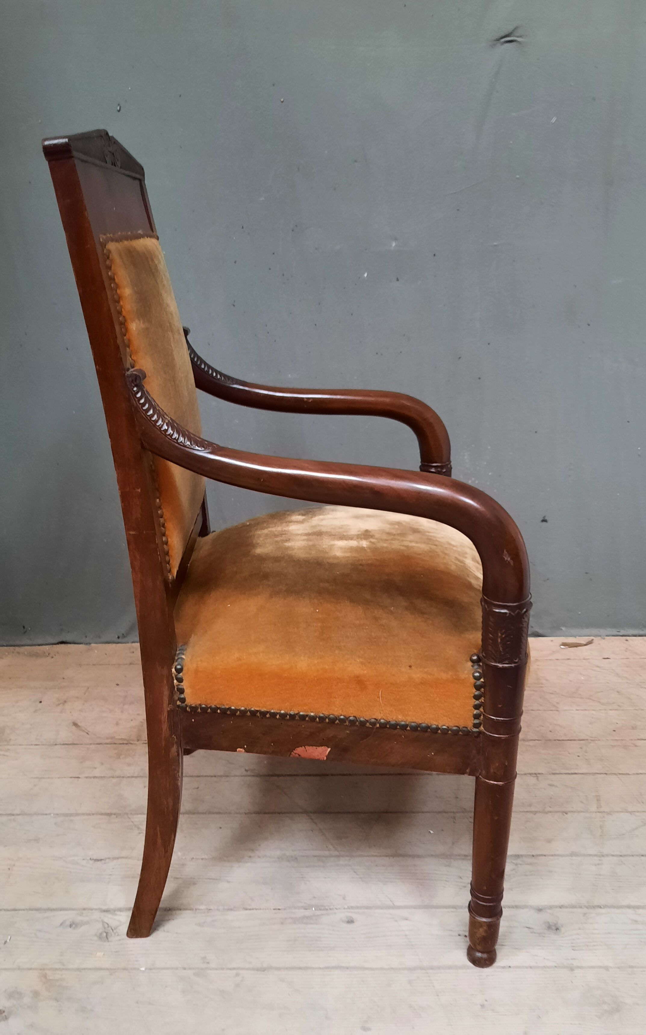 Empire style mahogany armchair